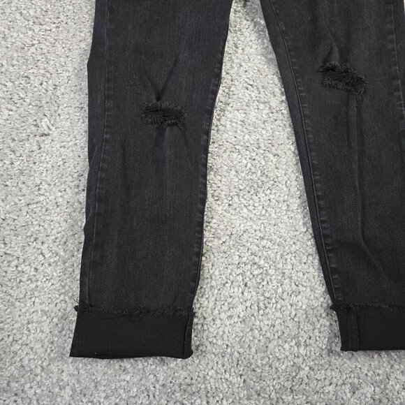 Judy‎ Blue Jeans Womens 9/29 Black Slim Straight Raw Hem Stretch Distressed - Picture 2 of 13